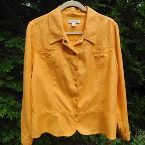 Coldwater Creek Linen-Blend Snap-Front Peplum Blazer with Pockets